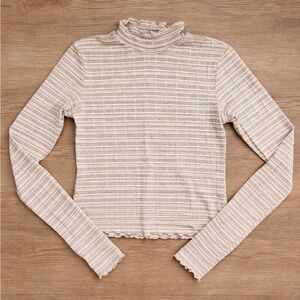 Intimately Free People Long Sleeve Striped Mock Neck Top Size S
